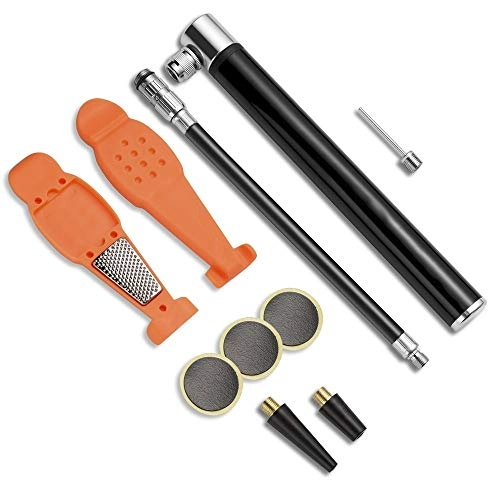 Bombas de bicicleta : Inflador Cycling Gear Mini Bomba de Bicicleta y Kit de reparacin de pinchazos con Tubo de Aire extendido - Fit Presta & Schrader Valve Lightweight Portable (Color : Black, Size : 7.8"*0.83")