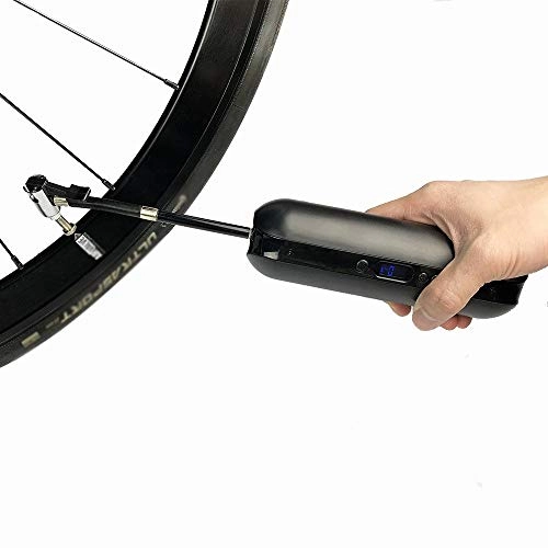 Bombas de bicicleta : Liergou Bomba de Piso de Alta presión eléctrica de la Bicicleta de la Carga por USB con la presión LCD Dispay para la Bici y el Coche del MTB del Camino (Color : Negro, tamaño : 5 * 5 * 18cm)
