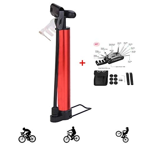 Bombas de bicicleta : Wghz Bomba de Bicicleta con Herramienta de reparación de Bicicletas 16 en 1 de 100 PSI, Bombas de Bicicleta para Todas Las Bicicletas, Bomba de Piso, Bomba de neumático de Bicicleta portátil, bom