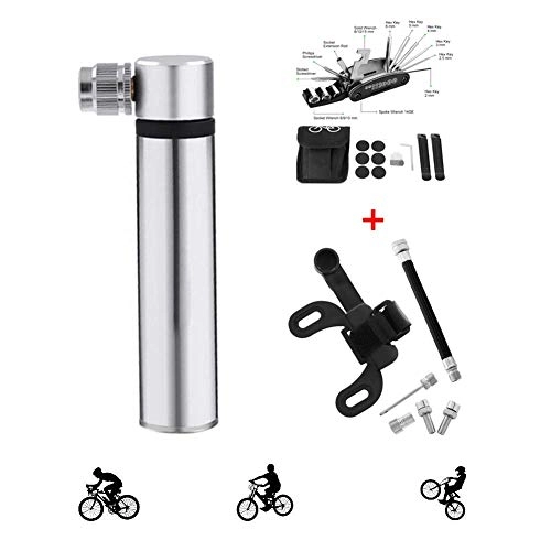 Bombas de bicicleta : Wghz Mini Bomba de Bicicleta para Todas Las Bicicletas con Herramienta de reparación de Bicicletas, Bomba de neumático de Bicicleta con Soporte de Cuadro, Bomba de Aire de 120 PSI para Bicicletas