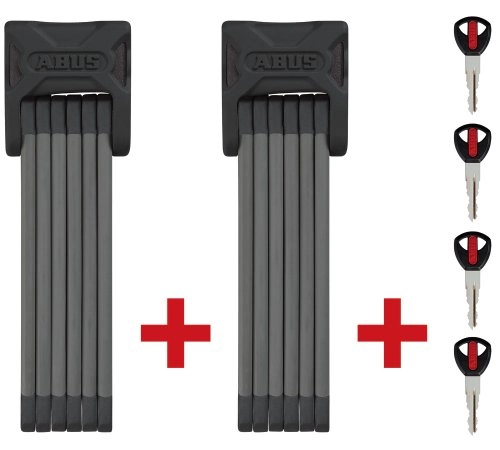Cerraduras de bicicleta : ABUS Faltschloss Bordo Twinset 6000 / 90 Candado, Unisex, Negro, 70mm