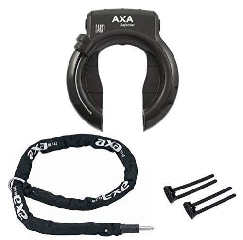 Cerraduras de bicicleta : Axa Defender Art Candado Marco con Axa Cadena RLC140 + Axa-Flex, Trasera, Negro