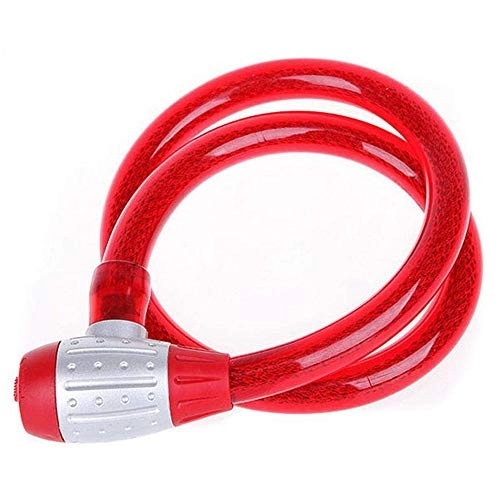Cerraduras de bicicleta : Candado de bicicleta Bloqueo de cable de bicicletas con 2 llaves de 2 cm diámetro de la herramienta de seguridad for bicicletas para motocicleta, scooter, bicicleta ( Color : Rojo , Size : One Size )