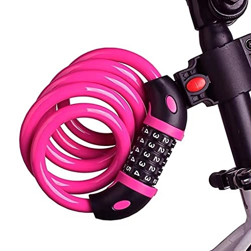 Cerraduras de bicicleta : Candado de bicicleta Contraseña de cinco dígitos para accesorios de anillo de alambre de barra de bicicleta de carretera Equipo de equitación antirrobo de bricolaje (Color : Pink, Size : 120cm)