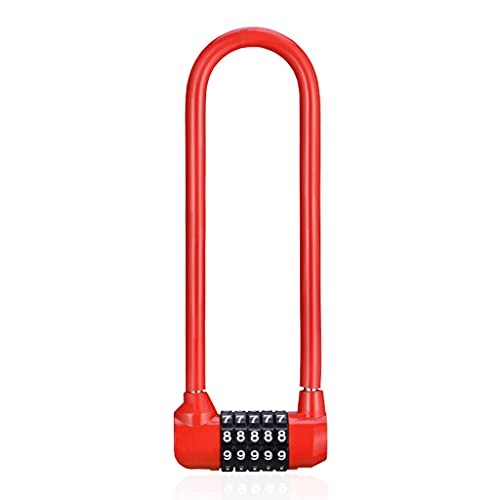 Cerraduras de bicicleta : DYTWXG Candado Bloqueo de contraseña Bicicleta Bloqueo de contraseña de Cinco dígitos Contraseña de Bloqueo reiniciable Bolsa de Equipaje Traje Hardware (Color : Red, Size : 20cm*6.2cm)