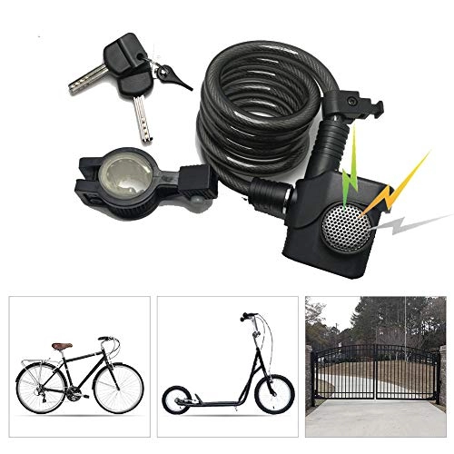 Cerraduras de bicicleta : KuaiKeSport Candado Bici con Alarma de Vibración, Candado Bicicleta Alta Seguridad con Abrazadera de Soporte, Candado Moto Cable Antirrobo Bicicleta Resistente al Desgaste, Candados Bicicletas
