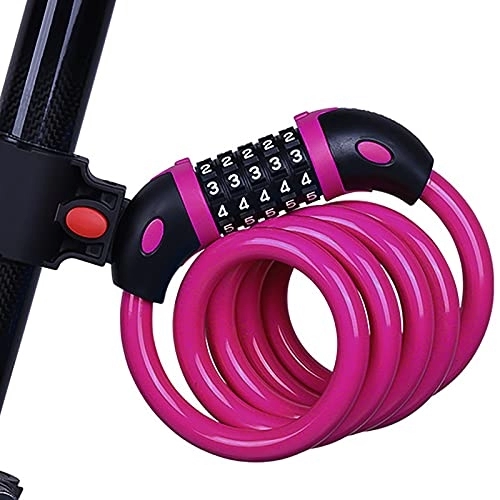 Cerraduras de bicicleta : NINAINAI Candado De Bicicleta Bicicleta Carretera Bicicleta Cerradura Equipo de Montar Bicicleta CÓDIGO CÓDIGO Cerrado Adecuado para BicicleAtas Y Motocicletas. (Color : Pink, Size : 1.2x120cm)