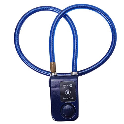 Cerraduras de bicicleta : Qiter Bike Anti-Theft Lock, App Control Bluetooth Smart Lock Anti Theft Alarm Chain Lock con Alarma de 105dB para Puertas de Bicicletas(Azul)