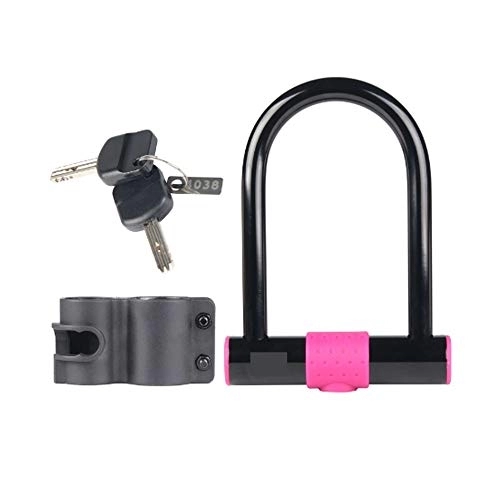 Cerraduras de bicicleta : Security U-Shaped Bicycle Lock Anti-Theft Powerful Motorcycle Electric Car Lock Aluminum Alloy Safety Bicycle Lock with Key Strong and Sturdy (Red)