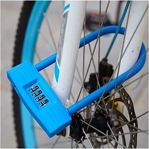 Cerraduras de bicicleta : ZECHAO Bloqueo de bicicleta antirrobo en forma de U, bloqueo de código de cuatro dígitos Bloqueo de alambre de acero Opcional Bloqueo electrónico no inteligente Candado Bicicleta (Color : Blue, Size