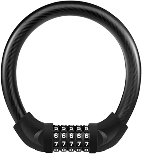 Cerraduras de bicicleta : ZECHAO Bold de bicicleta en negrita, llave de bloqueo de cable de bloqueo de 5 dígitos portátil Candado Bicicleta (Color : Black, Size : M)