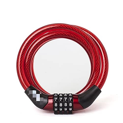 Cerraduras de bicicleta : ZHANGQI Jiejie Store Cable de combinación Enrollado Bloqueo de Bicicleta Dia.6x1200mm (L) y 8x1200mm (L) Color Rojo Mini Bicicleta Bloqueo de Seguridad Bicicleta (Color : Red8MM)