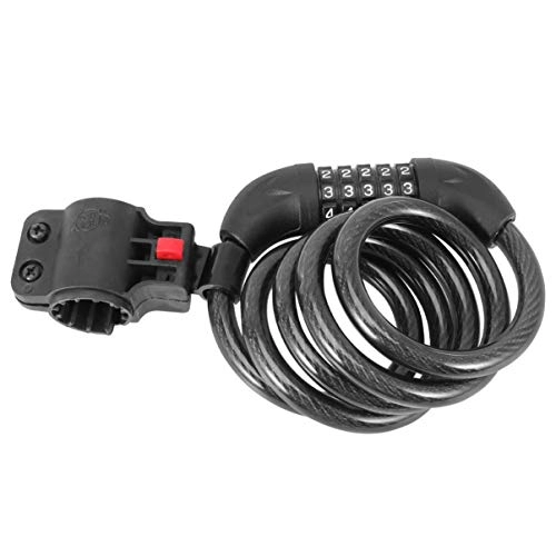 Cerraduras de bicicleta : ZHTY Cable para candado de Bicicleta Alta Seguridad Combinación de contraseña reiniciable de 5 dígitos Cerradura antirrobo con Soporte de Montaje 1.3m