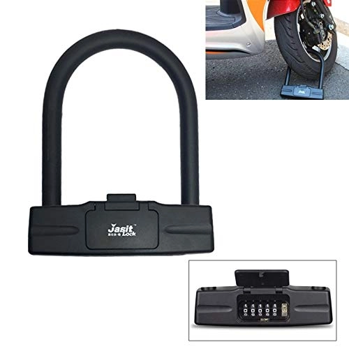 Cerraduras de bicicleta : ZSR-haohai Accesorios para Bicicletas Cerradura de combinacin Motocicleta Seguridad de Bicicleta Cdigo 5-Digital Cerradura de combinacin en Forma de U pequeo componente (Color : Negro)