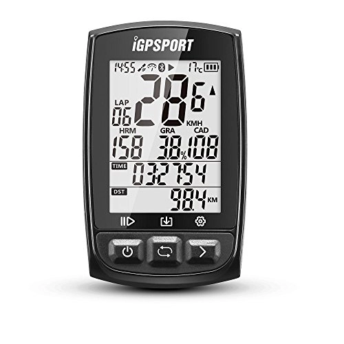 Ordinateurs de vélo : IGPSPORT iGS50E GPS Compteur vélo avec Ant + Fonction avec Le Moniteur de fréquence Cardiaque d'appui de Grand écran Connexion du capteur de Cadence de Vitesse - Noir