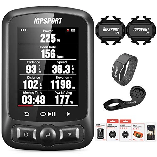 Ordinateurs de vélo : iGPSPORT iGS620 Ordinateur de vélo sans fil étanche GPS écran LCD couleur avec WiFi / ANT+ / Bluetooth Combo Pack avec moniteur de fréquence cardiaque Support vélo Capteur de vitesse Cadence (Combo 5)