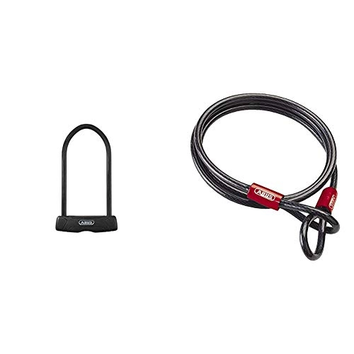 Verrous de vélo : ABUS U460 / 150HB / USH460 Antivol U pour Vélo + support de fixation Noir 230 mm & Cobra 10 / 200 Antivol câble à boucle Noir 200 cm