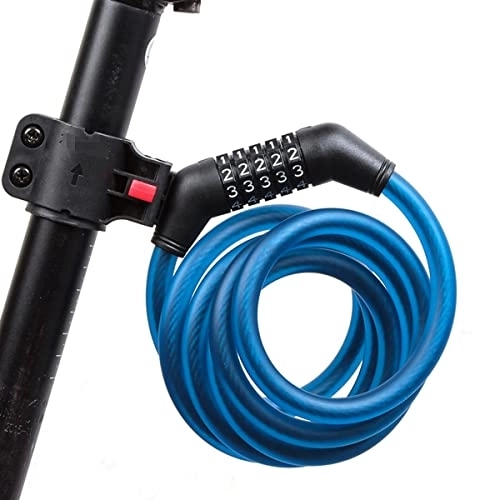 Verrous de vélo : Antivol de câble enroulé antivol pour vélo Plusieurs niveaux de sécurité des antivols de câble de vélo avec clés et support de montage sécurisé pour (Color : Blue, Size : 1.8mx12mm) little surprise