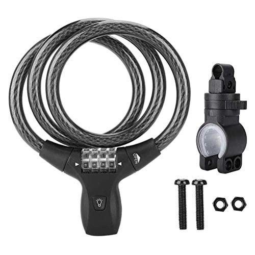 Verrous de vélo : SGSG Verrous de câble de vélo, avec veilleuse LED Câble de Verrouillage de vélo Codes à 4 Chiffres réinitialisables avec Support de Montage Câble de Verrouillage de chaîne, pour vélos Poussettes