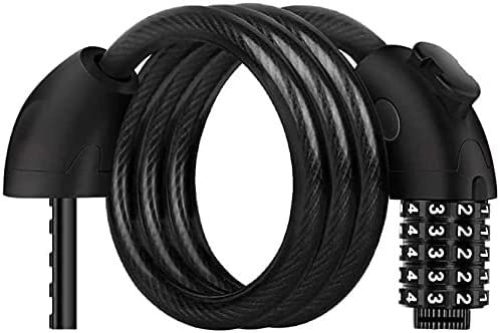 Verrous de vélo : ZECHAO Verrouillage du vélo de code à 5 chiffres, combinaison anti-vol Bicycle en acier verrouillage du câble for motos. vélo câble (Color : Black, Size : 125cm)