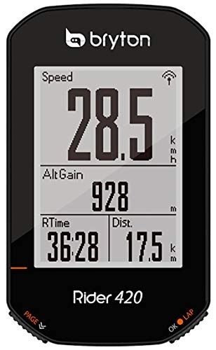 Computer per ciclismo : Bryton 420E Rider, Unisex Adulto, Nero, 83.9x49.9x16.9