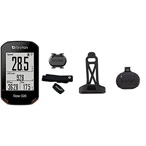 Computer per ciclismo : Bryton Rider 320T Ciclo Computer Gps, Display 2.3" Con Sensore Cadenza E Fascia Cardio, Nero & Sp02, Computer Gps Unisex – Adulto, Nero, M