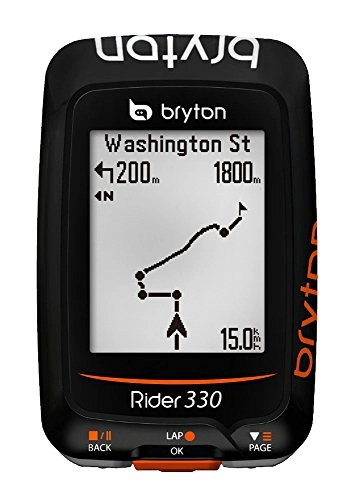 Computer per ciclismo : Bryton Rider 330H, Computer GPS con Sensore Frequenza Cardiaca Unisex – Adulto, Nero, M