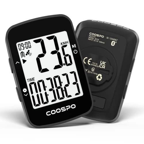 Computer per ciclismo : COOSPO Ciclocomputer GPS Senza Fili Contachilometri Bici Wireless Bluetooth con Display da 2.3 pollici Retroilluminazione Automatica IP67 Impermeabile