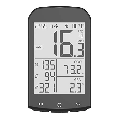 Computer per ciclismo : JINGJIE Bicycle GPS Cronometri, Multifunzione Luminoso Impermeabile Cardiofrequenzimetro del Computer Tachimetro Senza Fili del Calcolatore della Bicicletta Tachimetro