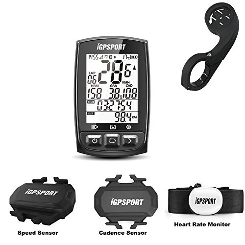 Computer per ciclismo : MLSice iGPSPORT - Computer da Bicicletta Wireless GPS, con cardiofrequenzimetro pettorale, Cintura + sensore di velocit + sensore di Cadenza con Funzione Ant+ Bluetooth