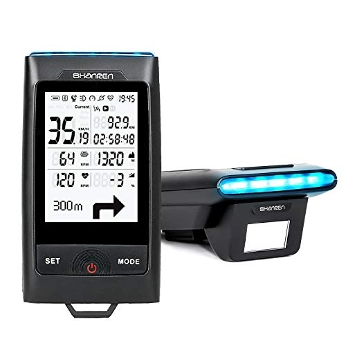 Computer per ciclismo : SHANREN Di-Pro GPS Computer per Bicicletta Di-Pro, 96-Ore Bluetooth ANT+ Computer per Ciclismo con faro