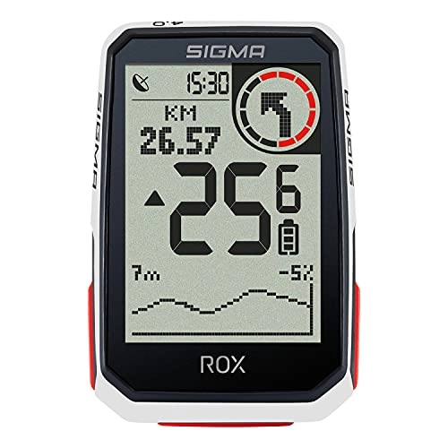 Computer per ciclismo : SIGMA SPORT ROX 4.0 Bianco HR Set| Ciclocomputer senza fili con navitagore GPS e sensore di frequenza cardiaca| Navigatore GPS outdoor con altimetro