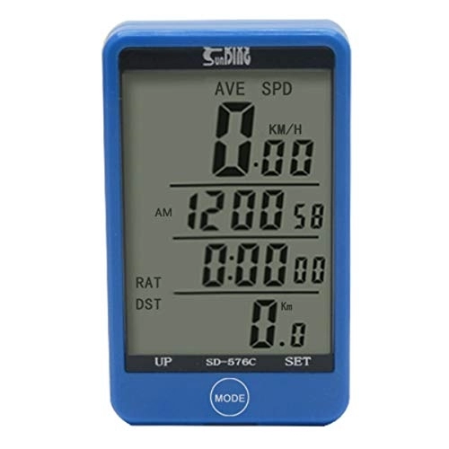 Computer per ciclismo : Tachimetro per bicicletta, impermeabile, wireless, contachilometri con display LCD retroilluminato, blu