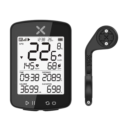 Computer per ciclismo : XOSS G+ Gen2 Contatore per bicicletta GPS, Contatore per bicicletta senza fili con impermeabile IPX7, sincronizzazione Strava, Schermo a matrice HD Bluetooth 5.0 per bicicletta