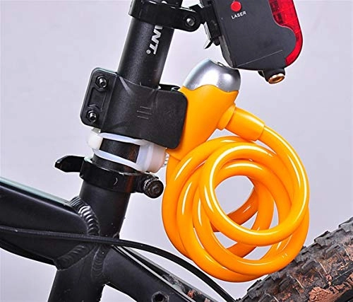 Lucchetti per bici : 120 cm x 1.2 cm di lunghezza Bike Lock antifurto blocco cavo MTB Mountain Road Bike Lock in acciaio con 2 chiavi Privo di pause, deformazione e resistente (Color : Orange)
