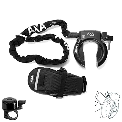 Lucchetti per bici : Axa Defender - Lucchetto con catena RLC 100 Ø 5, 5 mm + custodia con campanello per bicicletta