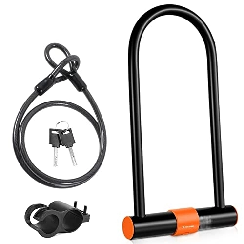 Lucchetti per bici : BIENKA Lucchetto for bici in acciaio al carbonio Antifurto Sicuro MTB Cavo for bicicletta da strada Lucchetto a U Accessori for scooter for motociclisti Lucchetti (Color : Lock Set)