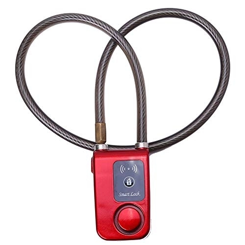 Lucchetti per bici : Bike Lock, Controllo APP Bluetooth Smart Lock Antifurto Blocco catena con allarme 105dB per iOS e per sistema per Android, per biciclette, moto, cancelli(Rosso)