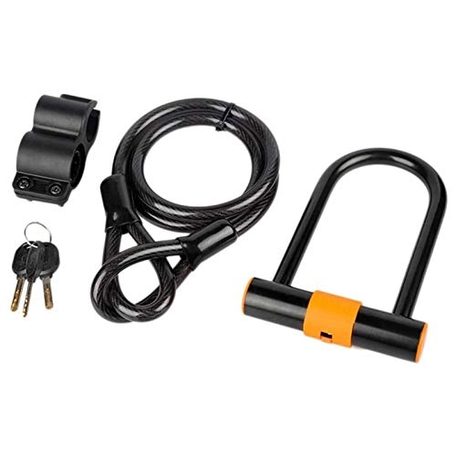 Lucchetti per bici : Bike moto U lock con serratura per bici per cavi Bicicletta per impieghi gravosi U-lock con staffa di montaggio per bici da strada mountain bike (Color : Black orange)