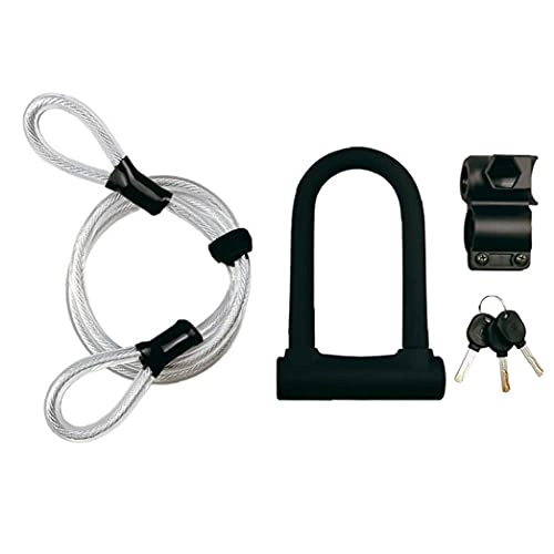 Lucchetti per bici : Bike U Serratura Con Strong Cavo Heavy Duty Bicicletta U Blocco a Perno Alle Intemperie Lock Set, Gomma Della Bici Lock Per Bici Bici Della Strada Della Bici Di Montagna Elettrica Pieghevole Bici