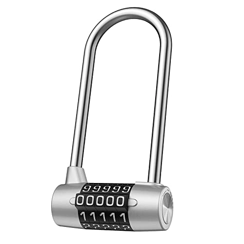 Lucchetti per bici : Blocco Bici Blocco a U-Fece Anti-Theft Block Combinazione Digitatore con Serratura for Palestra for Esterni Gym Gym Block Lintened Shackle Lock Catena per Bicicletta (Color : Silver)