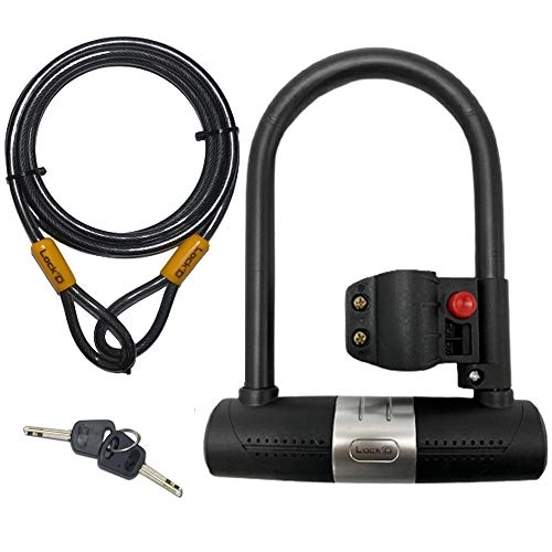 Lucchetti per bici : Blocco bici - D Lock - Serrature per bici ad alta sicurezza - Cavo da 1, 8 m (1800 mm), 2 chiavi - Supporto per blocco bici - Staffa - Blocco D bici - Serrature a D per biciclette - Serratura a U