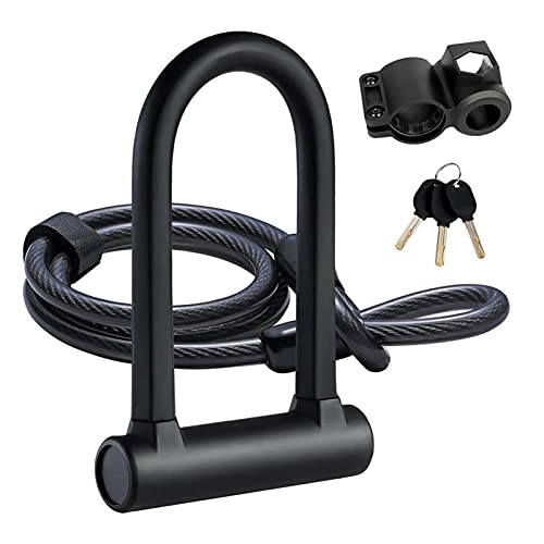 Lucchetti per bici : Blocco di sicurezza Forte sicurezza U lock con acciaio Cable Bike Lock Combinazione Anti-furto Accessori for biciclette Bicycle for MTB, Strada, motocicletta, catena Durevole e facile da installare.