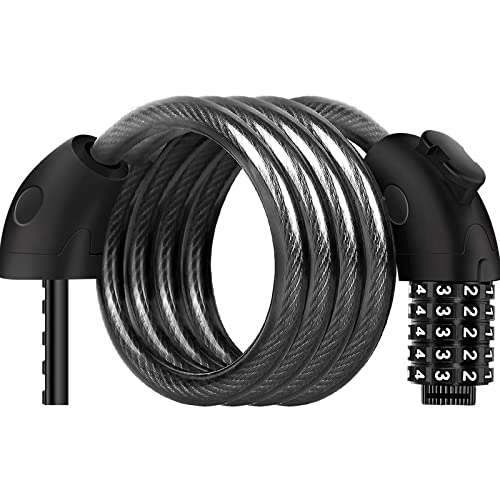 Lucchetti per bici : ENAIZHE Bicycle Lock Heavy Duty 5 Posizione Reinsediabile Combinazione Motochain Lucchetto E Catena, Adatto per Biciclette, Motocicli E Scooter