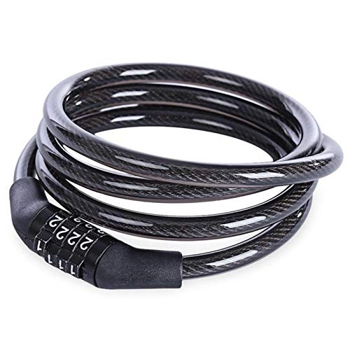 Lucchetti per bici : FHJSK Blocco Bici Block Bicycle Cycling Cable 7 * 1100mm Bike Block 4 Digital Code Bike Bicycle Block Combinazione Acciaio a Spirale di Sicurezza .Blocco della Bicicletta (Colore : Black)