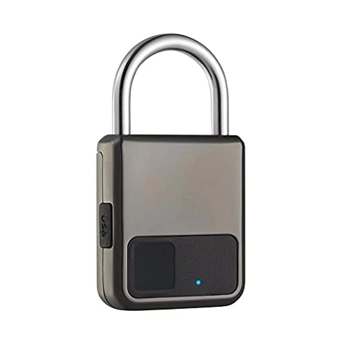 Lucchetti per bici : Fingerprint Padlock Smart Lock with Keyless Biometric Compact Lock USB Rechargeable for Gym Sports Bike School Locker And Storage