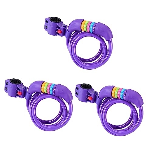 Lucchetti per bici : INOOMP 3Pcs Cavi Per Bici Lucchetto A Spirale Lucchetto Anti-Cavo Codice Bici Lucchetto Password Lucchetto Per Bicicletta Lucchetto Per Cavo Viola Lucchetto Per Bici In Filo Di Acciaio