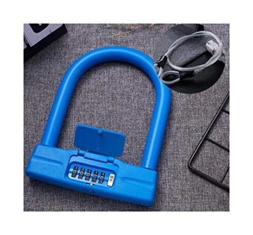 Lucchetti per bici : Jinnuotong Lucchetto, lucchetto a U anti-idraulico, catena for bicicletta ripristinabile antifurto a 4 posizioni, adatto for recinzione for garage for porte di biciclette e moto, alta qualit - Blu S