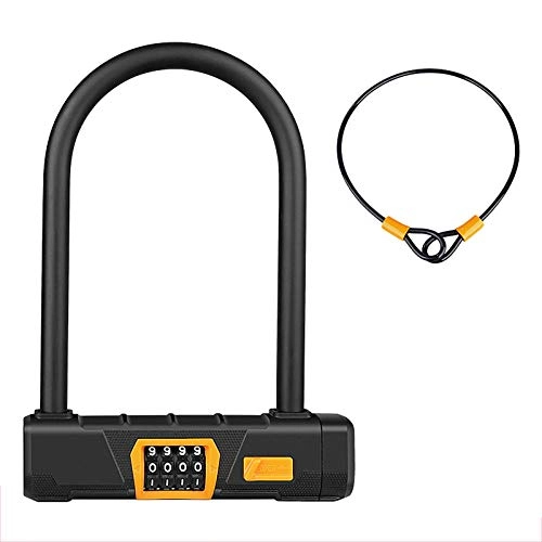 Lucchetti per bici : Jnsio Serratura A Password Lucchetto A U Bicicletta 4 Cifre Intelligente Codice Antifurto Lock + 1200Mm Cavo per Auto Elettrica del Motociclo della Bicicletta(Senza Supporto)