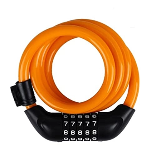 Lucchetti per bici : JUSTYAOFENG Blocco Combinato a 5 cifre Bicycle Portable MTB. Bike Security Block Block Scooter Anti-Furto Cavo in Acciaio Campana per Biciclette (Color : Orange)